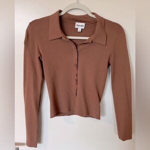 Aritzia Sun•Deh Polo Sweater NWOT - Size Small | Color: Epicurean Brown